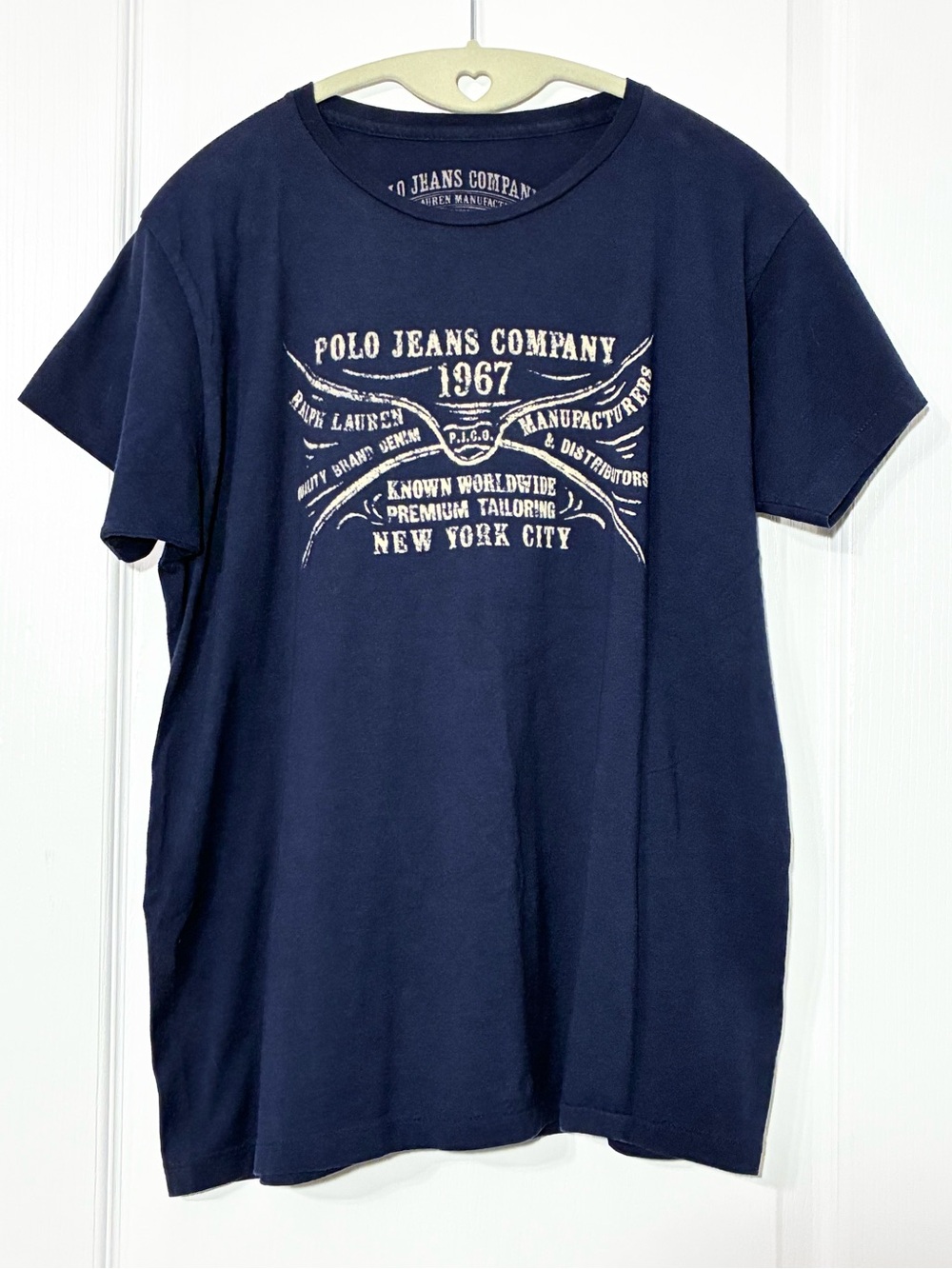 Y2K Polo Jeans Company Ralph Lauren 1967 Logo Graphic Tee Navy Blue Men’s Small